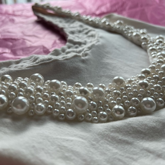 EUC VTG 80s pearl necklace handsewn bodycon ivory dress xs scoop back wedding - Picture 6 of 16